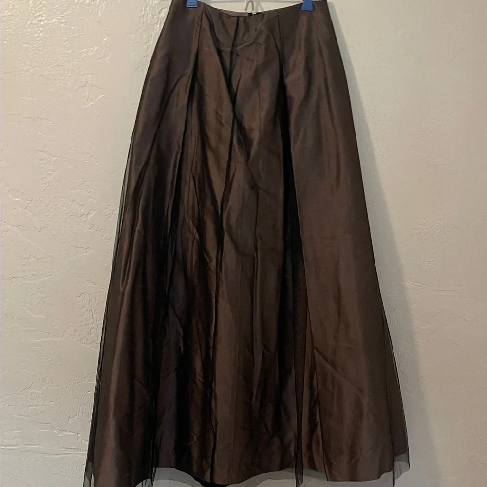 Rickie Freeman Neiman Marcus Brown 100% SILK Vintage Maxi Skirt/ Top - Picture 3 of 9